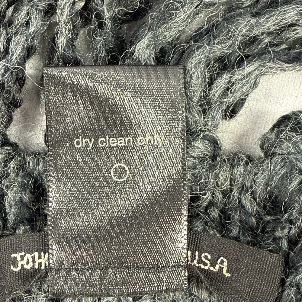 John Varvatos USA Charcoal Knit Scarf Wool Acrylic Blend Long 104